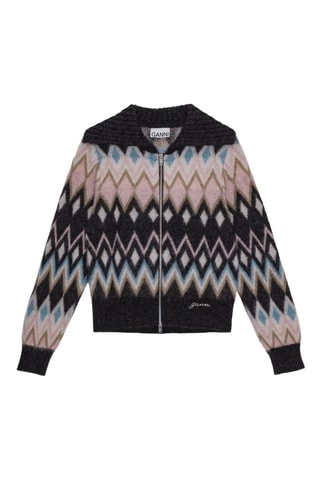 Casaco em alpaca e lã - Preto e rosa-maquilhagem