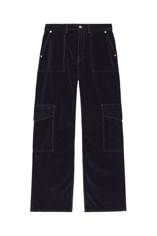 Calças cargo em veludo em algodão biológico - Azul-escuro