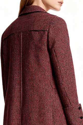 Sobretudo em lã reciclada - Vermelho e preto