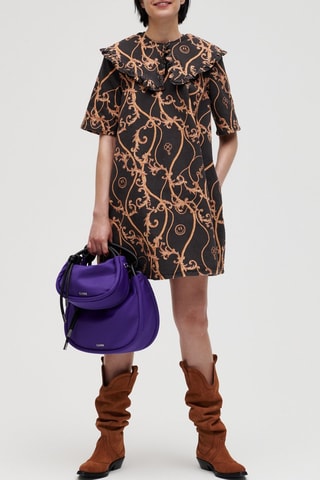 Vestido direito em algodão biológico - Preto