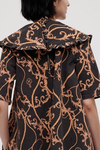 Vestido direito em algodão biológico - Preto