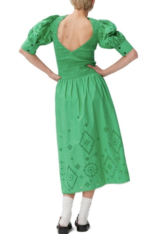Vestido comprido em algodão biológico - Verde-claro