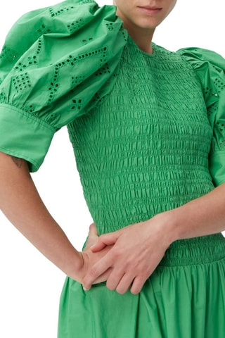 Vestido comprido em algodão biológico - Verde-claro