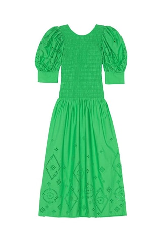 Vestido comprido em algodão biológico - Verde-claro