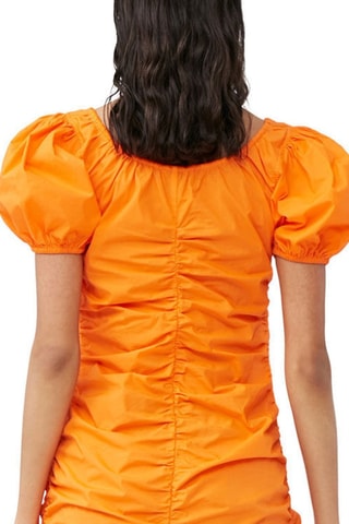 Vestido direito em algodão biológico - Laranja