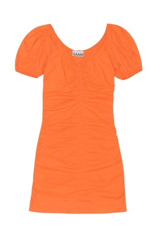 Vestido direito em algodão biológico - Laranja