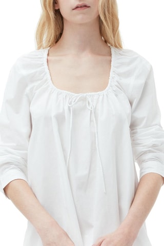 Vestido direito em algodão biológico - Branco