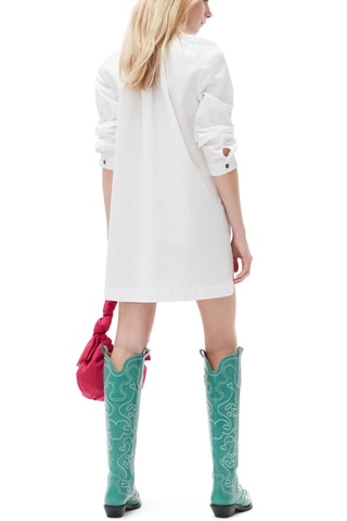 Vestido direito em algodão biológico - Branco