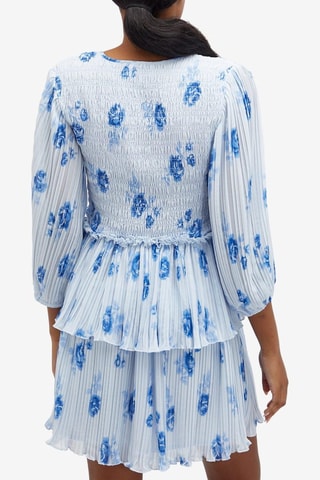 Vestido com folhos - Azul-celeste