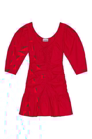 Vestido curto em algodão biológico - Vermelho
