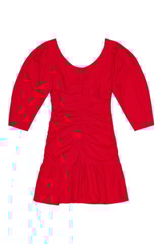 Vestido curto em algodão biológico - Vermelho