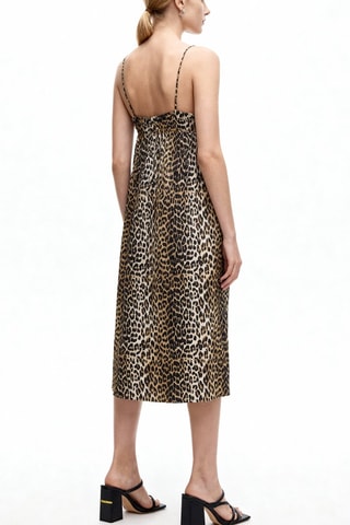 Vestido trapézio em algodão biológico - Castanho e preto