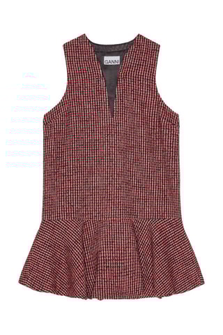 Vestido com folho em lã - Vermelho e preto