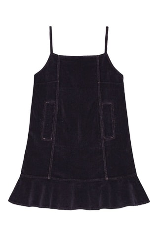 Vestido direito em veludo em algodão biológico - Azul-escuro