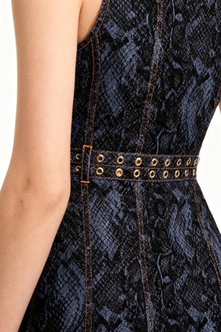 Vestido estilo patinadora em algodão biológico - Azul-marinho