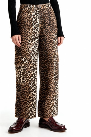 Calças de ganga em algodão biológico cintura subida - Bege