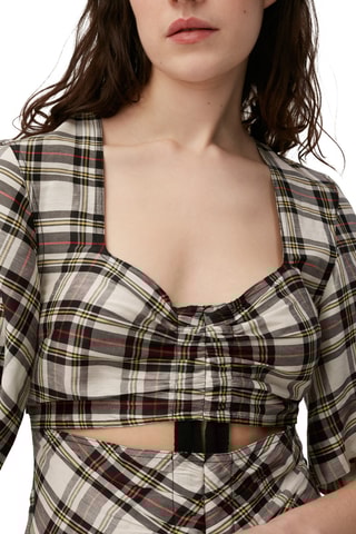 Vestido comprido em linho misturado - Bege