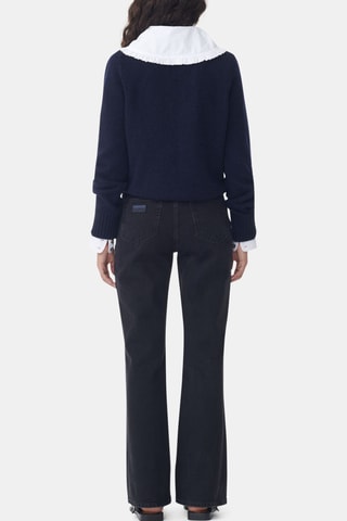 Calças de ganga flare em algodão biológico - Preto