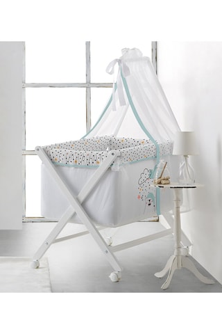 Berceau et linge de lit Nordic Bear - Dès la naissance - 5 pièces - Blanc