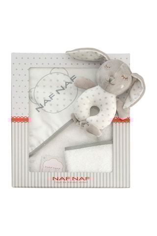 Coffret sortie de bain, gant et doudou Once Upon A Time - 3 pièces - 75 x 75 cm - Blanc et gris