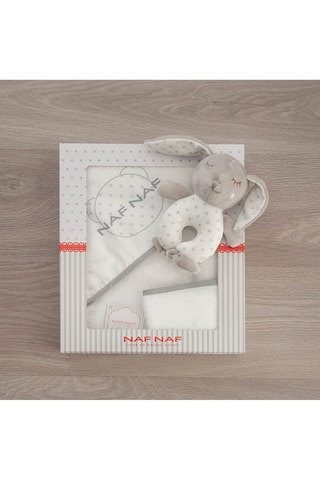 Coffret sortie de bain, gant et doudou Once Upon A Time - 3 pièces - 75 x 75 cm - Blanc et gris