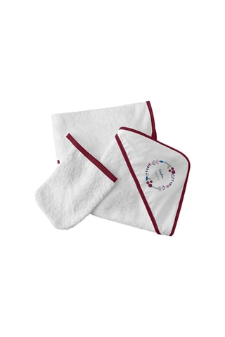 Sortie de bain et gant de toilette Dulces Sueños - 75 x 75 cm - Dès 24 mois - Bordeaux