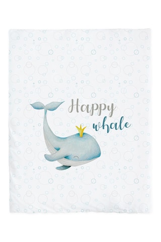 Beukenhouten Aanschuifwieg, Dekbed en Bedomrander Happy Whale - T/m 9 Maanden - 15 kg - Blauw