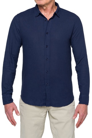 Chemise regular en lin Saunders - Bleu marine