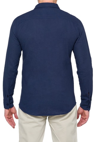 Chemise regular en lin Saunders - Bleu marine