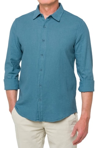 Chemise regular en lin Saunders - Bleu
