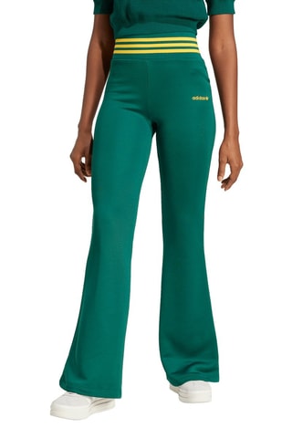 Pantalon flare taille haute - Vert foncé et jaune
