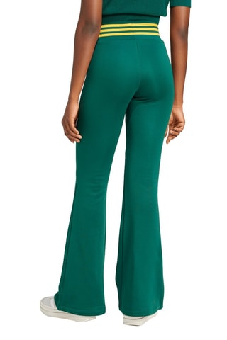Pantalon flare taille haute - Vert foncé et jaune