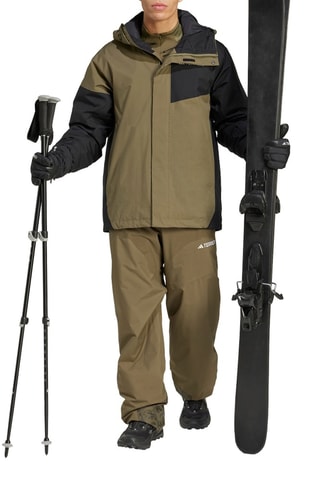 Veste à capuche de ski Terrex - Vert olive et noir - Adidas