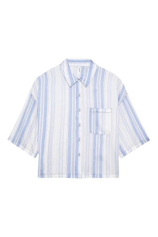 Camisa de pijama oversize Chloe - Blanco y azul
