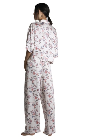 Camisa de pijama oversize Chloe - Blanco y rosa