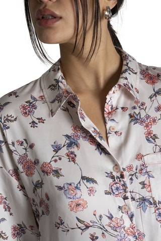 Camisa de pijama oversize Chloe - Blanco y rosa