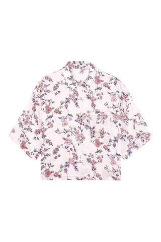 Camisa de pijama oversize Chloe - Blanco y rosa