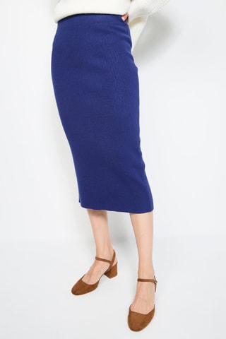 Jupe fourreau taille haute  - Bleu