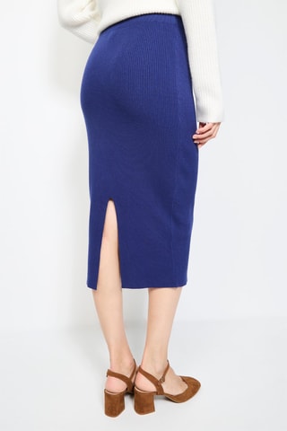 Jupe fourreau taille haute  - Bleu