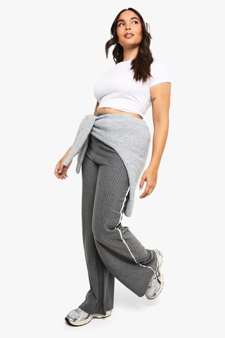 Broek Wide Legs Hoge Taille - Grijs