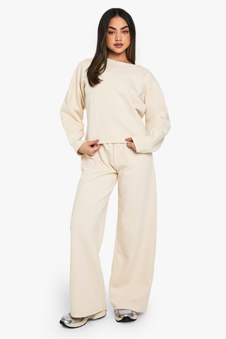 Broek Wide Legs Hoge Taille - Ecru