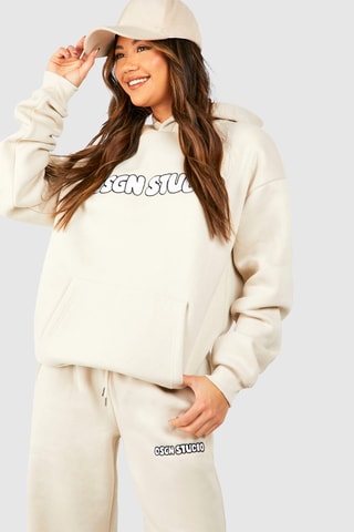 Sweater met Capuchon en Broek Straight Fit - Ecru