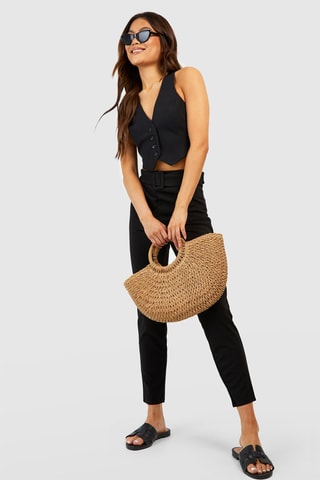 Broek Tapered Hoge Taille - Zwart