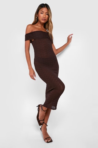 Nauwaansluitende Jurk - Bruin