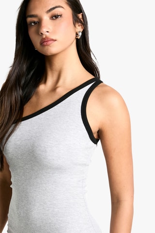 Asymmetrische jurk - Gemêleerd Lichtgrijs