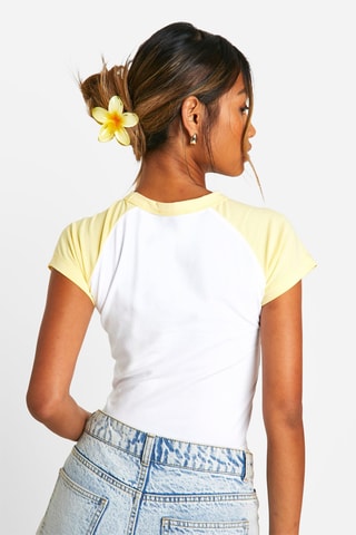 Cropped T-shirt - Geel en Wit