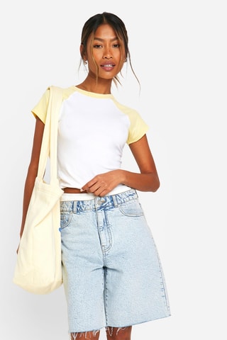 Cropped T-shirt - Geel en Wit