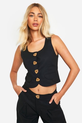 Linnen Gilet - Zwart