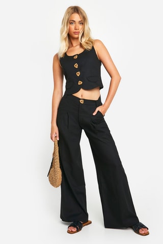 Linnen Gilet - Zwart