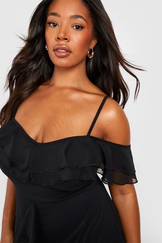 Jurk met Ruches - Zwart